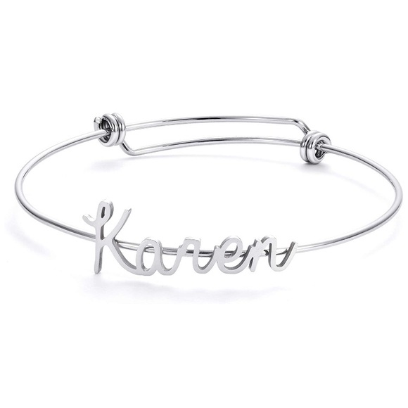 Jewelry - ✨KAREN SILVER ADJUSTABLE NAME BRACELET  *NWT*✨